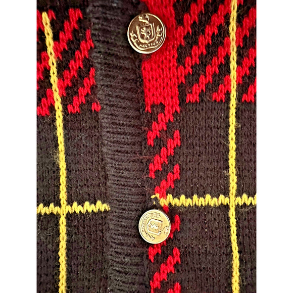 Tally Ho Women's Red Plaid Cardigan Sweater - Size Measured - Picture 6 of 8